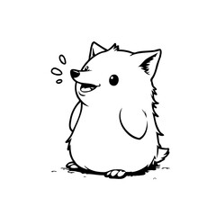 Whimsical outlined canine creature emitting joyful breath artful contour drawing for diverse
