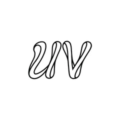 UV monogram logo design letter text name symbol monochrome logotype alphabet character simple logo