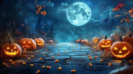 Pumpkins Leading The Way To The Night Of Halloween 