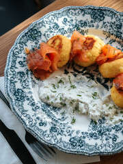 syrniki with salmon