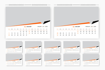 Modern professional 2026 desk calendar design, 2026 abstract desk calendar design template
