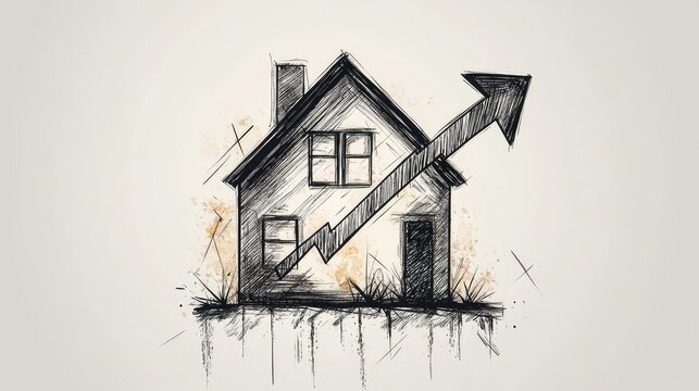 increase sketch of an arrow showing the increase in property value