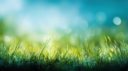 Lush Green Grass with Soft Blurry Background for Nature Themes