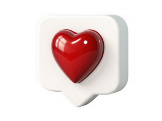 Red heart like icon isolated on transparent background