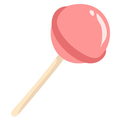 Red round lollipop on stick isolated on white background.