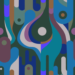 Abstract mosaic pattern painted in bright colors from geometric shapes drawn by hand.Seamless background.	
