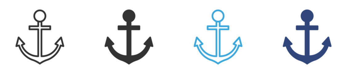 Ship anchor icon set in outline  and flat style, vector illustration .  © Habiba Anika