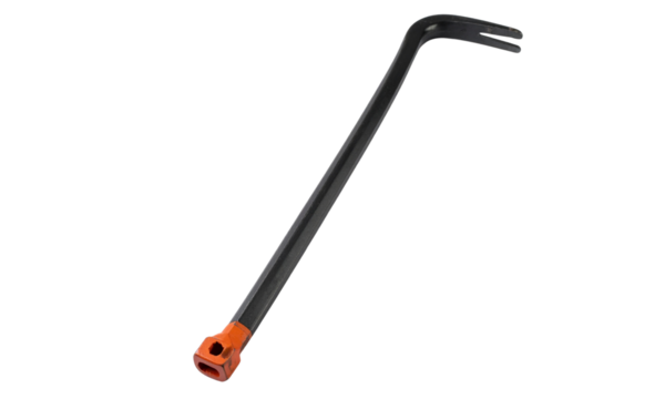 Black handled steel tool for pulling out nails