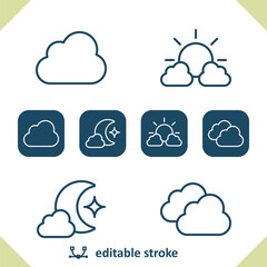 Weather Icons. Cloud, Cloudy, Clouds, Sun, Moon