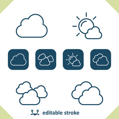 Weather Icons. Cloud, Cloudy, Clouds, Sun