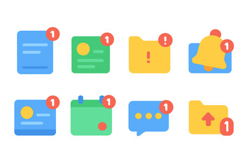 Notification, alert flat icon set. messages, reminders, badge icons collection