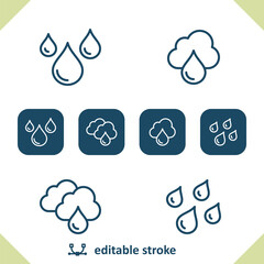 Weather Icons. Raining, Rain, Cloud, Raindrop, Droplet