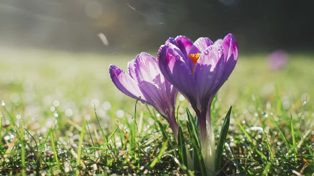 Spring crocus blossoms