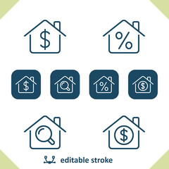 Real Estate Icons. House, Houses, Building, Price, Dollar Icon