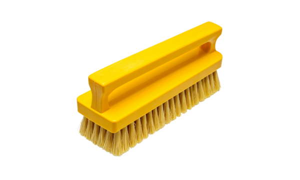 Yellow plastic floor scrub brush