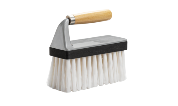Floor scrub brush with wooden handle suitable for hands