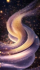 抽象的な金色の紫色の渦巻く光の筋