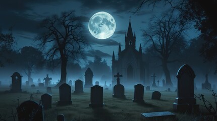 Dark and moody night halloween scene