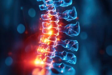Detailed visualization of a human spine illustrating its structure in a vibrant, colorful design