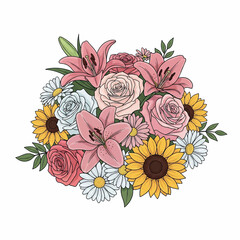 flower, floral, drawing, illustration, art, vector, design, textile, botanical, print, abstract, graphic, background, leaf, nature, blossom, vintage, fabric, wallpaper, summer, pattern, bouquet, 