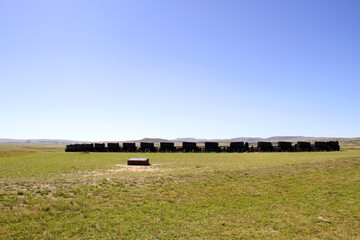 Photos of the Battlefield, wagons, and memorial stones at the  Blood River or Zulu War (16 December 1838) were fought on the bank of the Ncome River, in what is today KwaZulu-Natal, South Africa