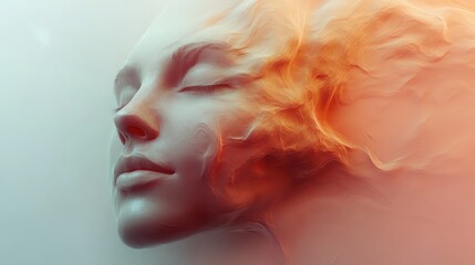 minimlism digital art style featuring a floating face