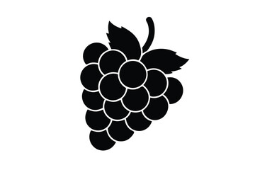 Silhouette of grapes isolated on white background