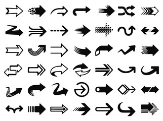 Arrow Icon Collection – 48 Line Symbols for Directional UI, Navigation, and Graphic Design Elements
