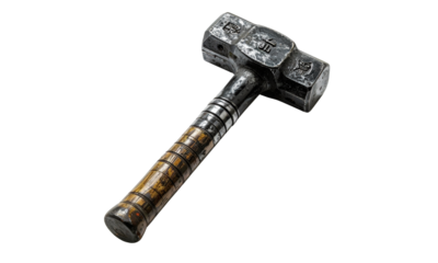 A sledgehammer or steel hammer used in construction work.
