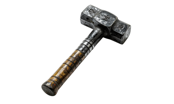 A sledgehammer or steel hammer used in construction work.