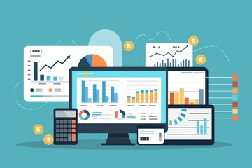 Accounting finance graphic report worker vector image