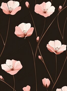 Delicate pink flowers on dark background