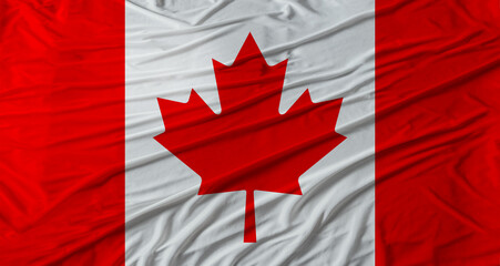 Canadian flag waving. Flag of Canada with cloth texture