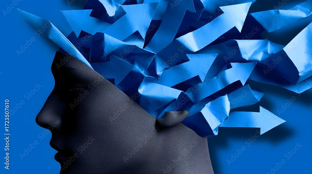 Poster vibrant blue and black abstract geometric shapes and polygons create a dynamic and visually striking