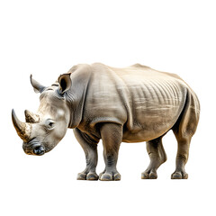 Obraz premium Majestic Rhino Isolated on White Background for Graphic Design Projects