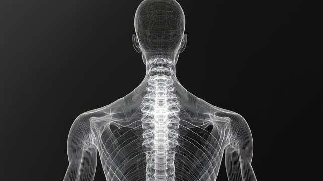 technology futuristic wireframe simulation of an x ray image