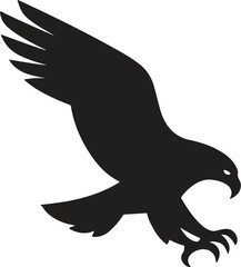 Eagle silhouette vector illustration of flying bird in black wildlife logo style