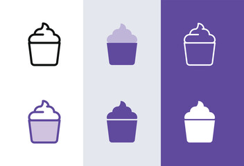Dessert cup icon. Whipped cream cup symbol in 4 styles - solid, outline, flat, duotone.