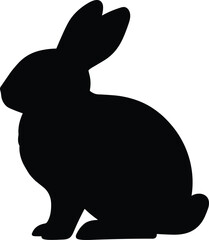 Rabbit silhouette illustration, sitting bunny profile artwork, wildlife animal design, nature concept, Easter and pet symbol