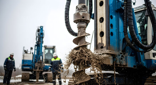 Powerful drilling rig in operation extracting resources from the earth environmental responsibility sustainable practices earthworks construction machinery industrial equipment heavy machinery