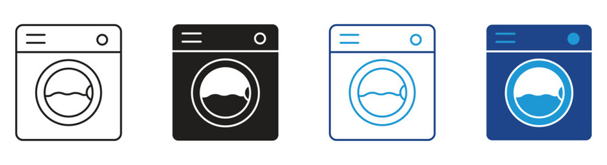 Washing machine icon set , vector illustration .