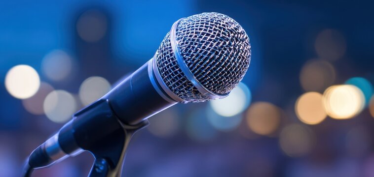 The shimmering microphone ready for a captivating live performance.