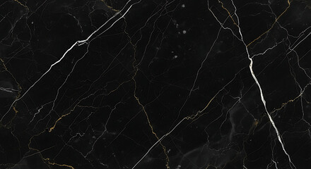 Close-up view of a polished black marble surface with intricate white and gold veining patterns.