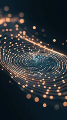 Glowing digital network of lines and dots flowing in a pattern, representing financial technology advancements and data streams.