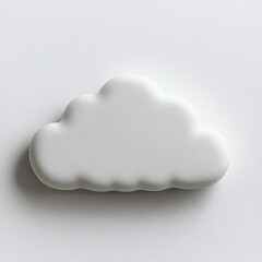 3D rendered, simple, white cloud icon on plain white background