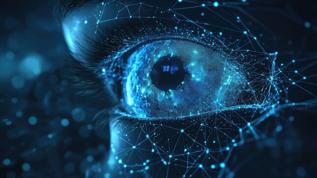 geometry low poly style eye scanner data stream