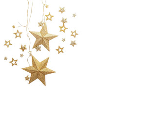 Golden stars isolated on transparent or white background, png