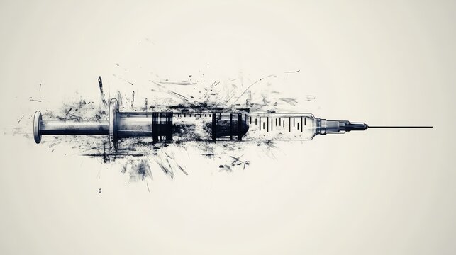 drwing sketch style abstract visualization of a syringe