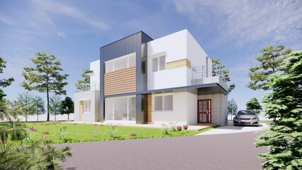 modern house in the park