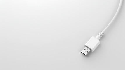 Fototapeta premium Minimal white USB flash drive isolated on plain background